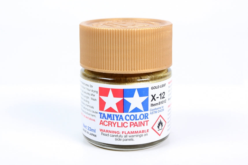 TAMIYA Acrylic X-12 Gold Leaf Paint, 23ml Bottle TAM81012