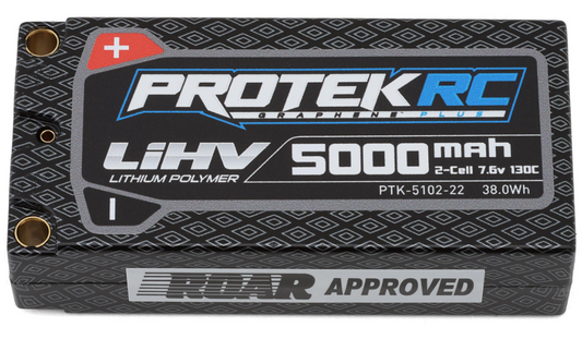 ProTek RC 2S 130C Low IR Si-Graphene + HV Shorty LiPo Battery (7.6V/5000mAh) w/5mm Connectors (ROAR Approved)  PTK-5102-22