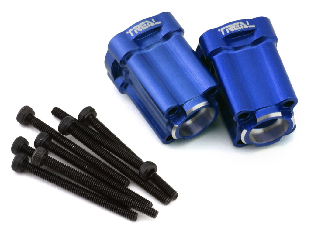 Treal Hobby Losi Mini LMT Aluminum Rear Hub Axle Mounts (Blue) (2) (0 Degree) TLHTLMT18-17