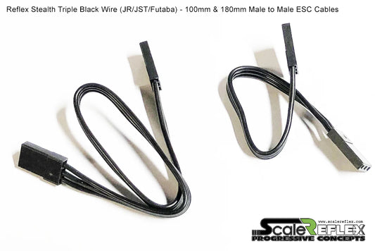 Reflex Wire Triple Black Servo Gyro ESC Wire MALE TO MALE