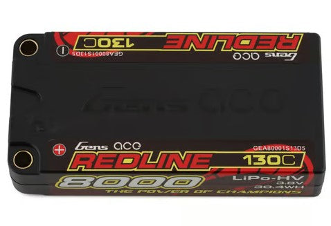 Gens Ace Redline 1S LiHV LiPo LCG Battery 130C (3.8V/8000mAh) w/5mm Bullets GEA80001S13D5