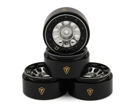 Treal Hobby Type E 0.7" Aluminum Micro Crawler Beadlock Wheels (Silver) (4) (9.5g ea) w/Brass Rings