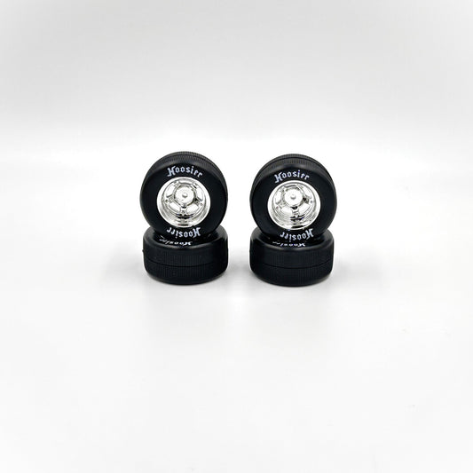 1RC FR/RR Soft Tires & Chrome Wheels, 1/18 Asphalt LM (4) 1RC5563