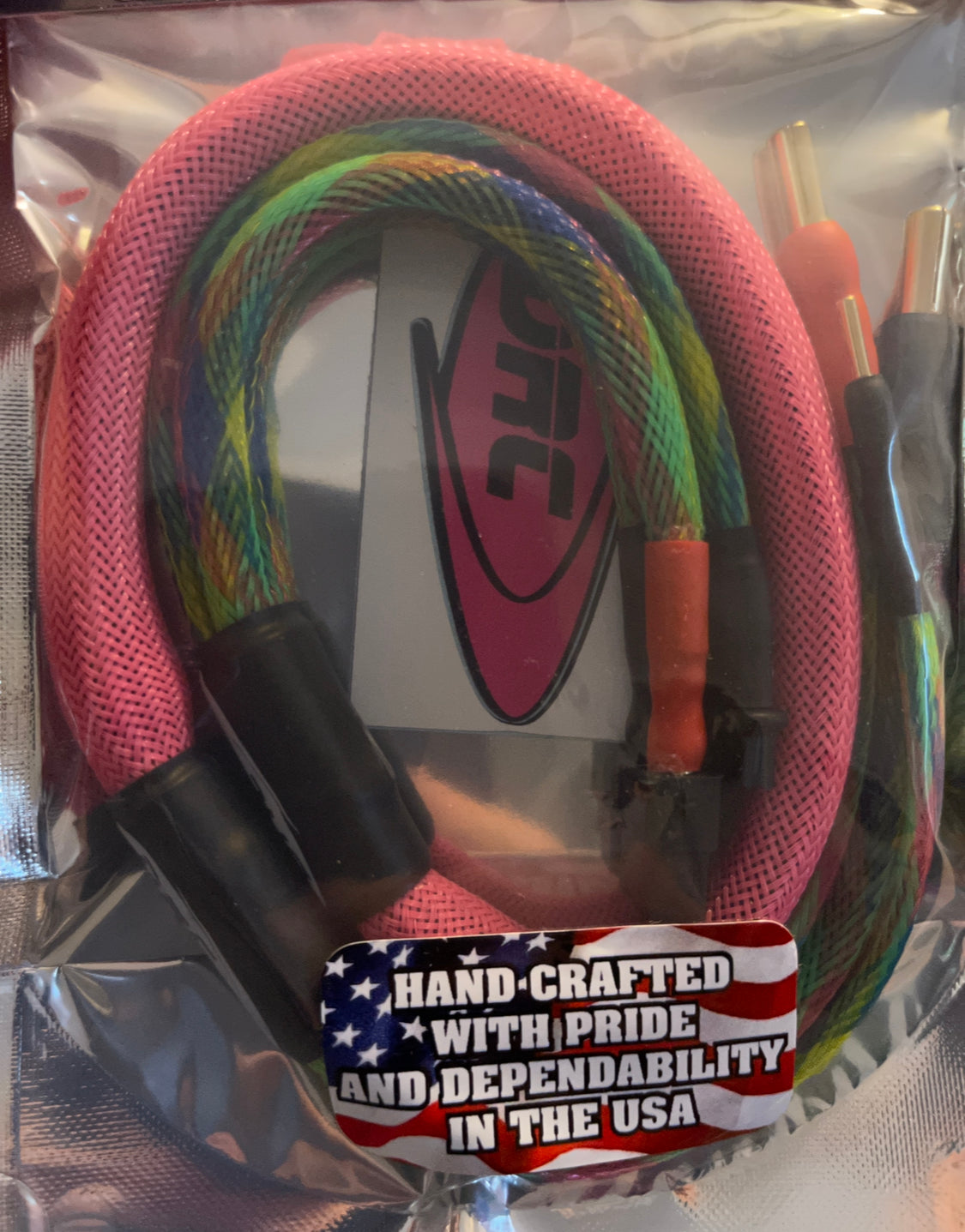 DRC 2S Charge Leads XT60 to 5mm bullet (PINK-GRNRNBW)