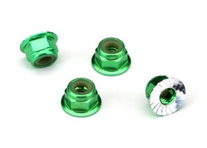 TRAXXAS NUTS 4MM FLANGED LOCK GREEN